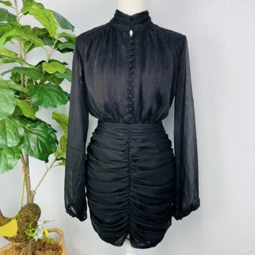 House of Harlow 1960 Long Sleeve Ruched Mini Dress, size 4